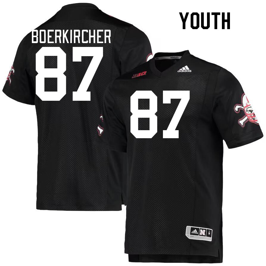Youth #87 Nate Boerkircher Nebraska Cornhuskers College Football Jerseys Stitched Sale-Black - Click Image to Close